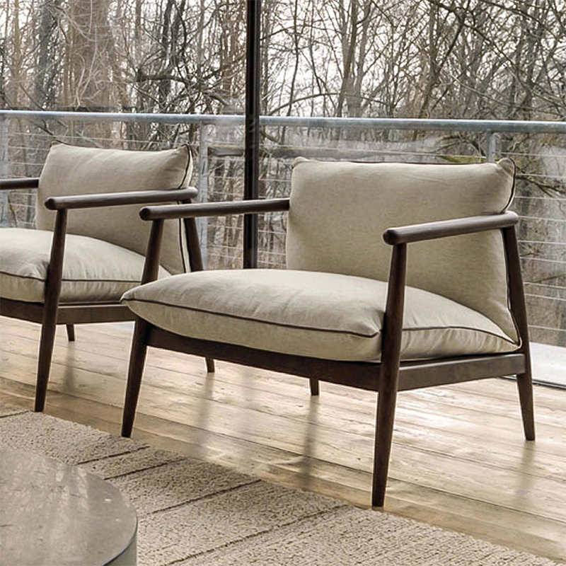 Nordic Modern Chaise Minimalistisk designad tyg Enkel soffa Accent stol för vardagsrum