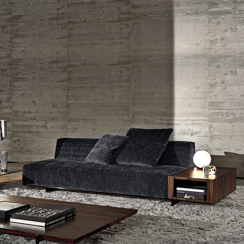 Italiensk minotti modern svart bomull och linne soffa tyg sektionsuppsättning möbler